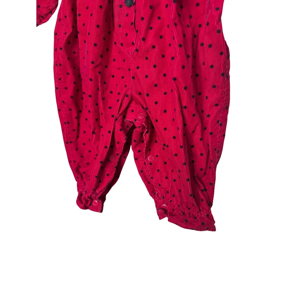 Vintage Baby OshKosh Bgosh Red Polka Dot Corduroy Romper 6-9 Months USA Made
